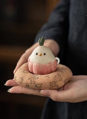 原CYU矿紫砂小鸟茶宠摆件手工鸟小头茶玩可爱装蒜饰工艺品茶蒜道