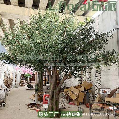 仿真橄榄树室内装饰景观农家乐别墅树庭街道造院景WPL人造落假叶