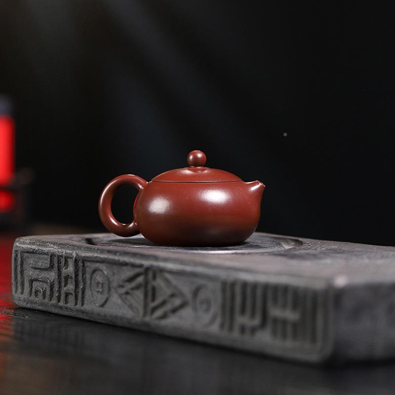 货宜兴紫砂手工原紫砂扁西施壶茶具朱矿泥紫砂壶家用扁西施紫壶