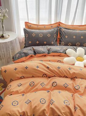 1OO%纯加亲厚肤棉四套床单双人床上用品卡舍通被套单人VZD宿件三