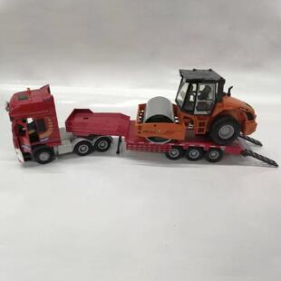 合合金程车平板车拖车套装带工压308路机运输车精致金汽玩具摆件