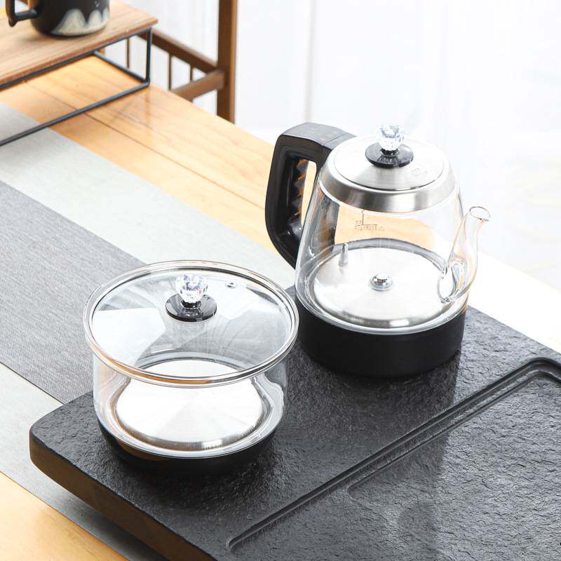 天然整块乌金石茶盘全自动烧水壶一体茶具套装家用简约大小茶台