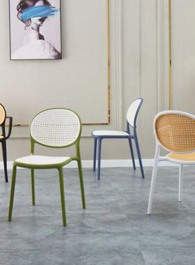 塑料编藤椅子扶手藤椅靠背椅家外餐椅商用餐RYL桌椅户凳用子带扶