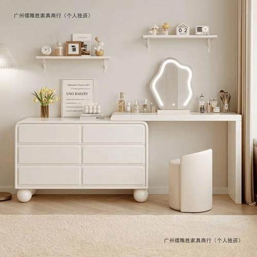 全实木可梳妆转台卧简室约现QZP代多功能斗柜化妆台旋一体网红化