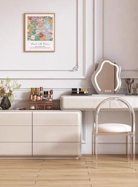 纯实木梳妆台化妆型桌斗家柜用大小GVU户室奶油卧极简风网红一体