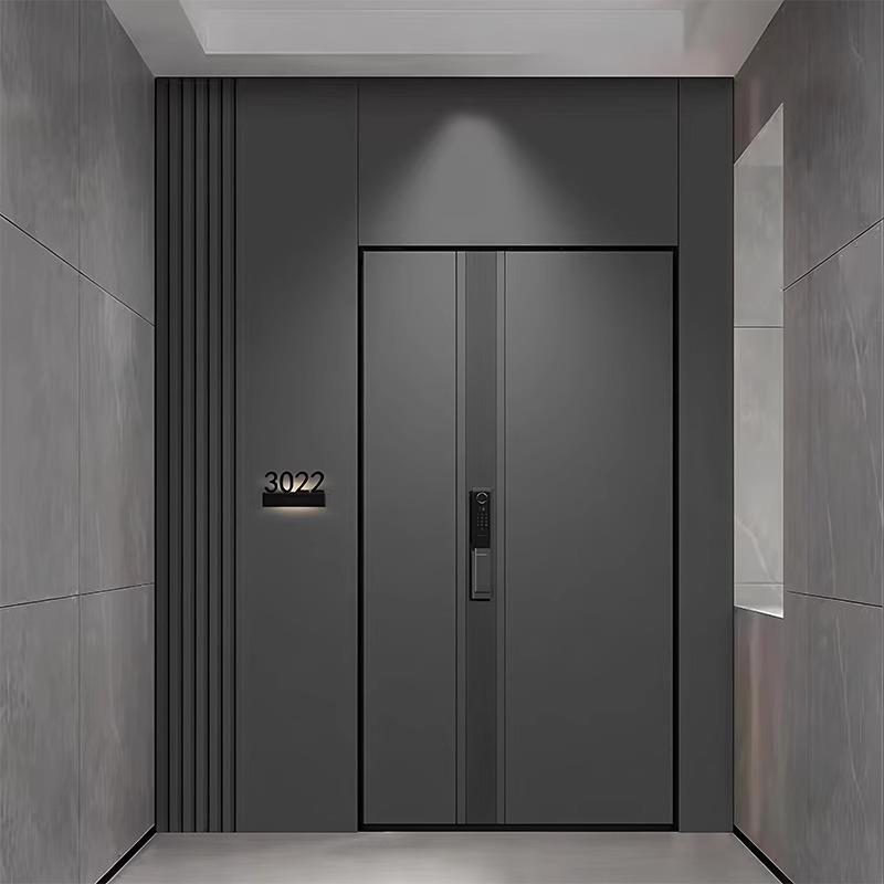 一门一景墅大门双开门农村自别门建房大防盗门子母入户进户JQU门