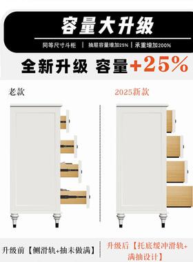 美式实木斗柜主卧室纳SPC02尾收柜储物床柜轻奢客厅现代白色边柜