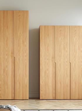 全衣实木橡木衣代柜家NRO用卧室简约现一门木到顶原风大橱儿童挂