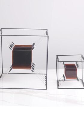 现代简约金属亚克力方形件样板DXI柜书房间玄关电视售楼处软摆装