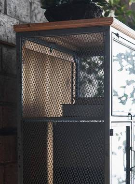 美酒式复古做旧铁艺工业风装餐厅民宿店柜饰高斗柜客厅卧NFJ室收