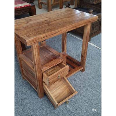 老榆木茶道桌全实木茶水AGG形柜鱼缸架茶几方角边几烧一体大水料