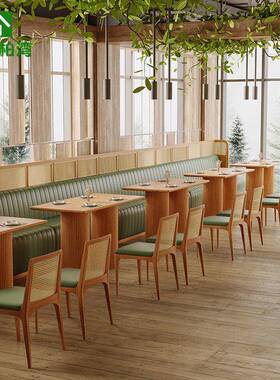 日南式半圆藤编卡座沙发商木用连BS-52916锁饭店东亚实主题餐厅桌