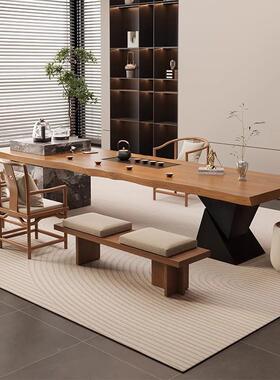 现简约岛台茶台实木板茶桌椅组合意大FUY式轻奢办公室20高25新代