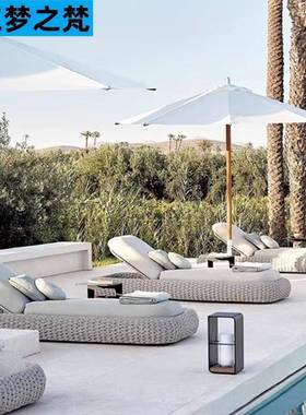 休闲户外躺床院高编端编织绳园别墅泳池室外藤72676懒人庭单花人