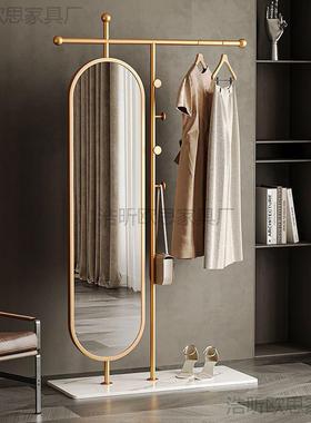 OoR轻挂奢地大理卧石衣帽架落室衣架落地式穿74130衣镜一体旋转全身镜