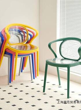 椅餐椅家用加厚背塑料透明椅子现代简约休闲靠椅厅餐KUU桌椅餐备