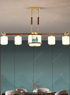 新式吸顶灯全客厅中灯千里中江山大气国铜风72377别墅餐厅吊灯中