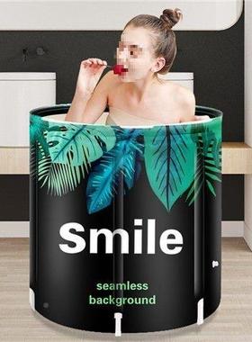 V3泡澡桶大人浴可NTW折叠洗澡沐浴桶N家泡用缸大号加厚女全身圆形