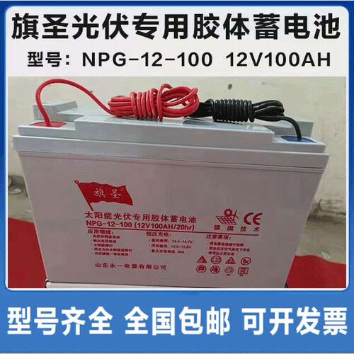 旗圣NPG12-100 12V100AH铅酸免维护胶体蓄电池机房应急太阳能光伏
