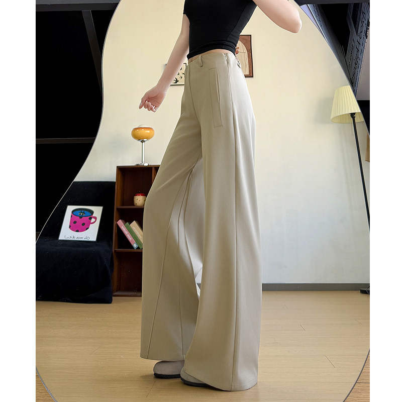 卡其色西装微喇叭裤女春夏季2026新款小个子高腰显瘦垂感马蹄裤