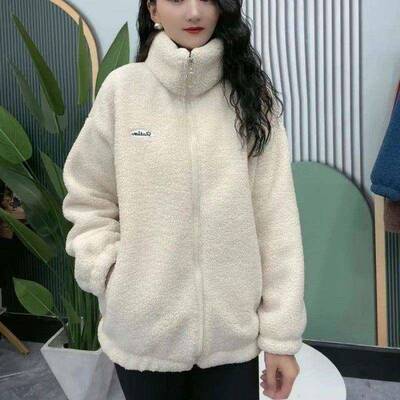 绒体绒外套女秋一毛冬休闲 减加龄LDQDX洋派加厚领立颗粒绒保暖E