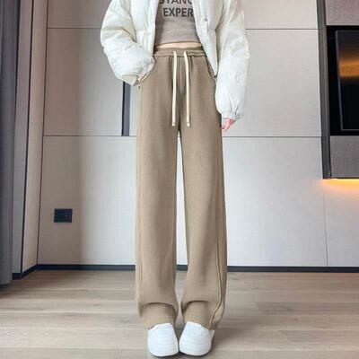 阔腿裤女冬VPZ加窄季绒裤厚羔绒裤子外穿棉RTJ加抗寒羊暖保休闲版