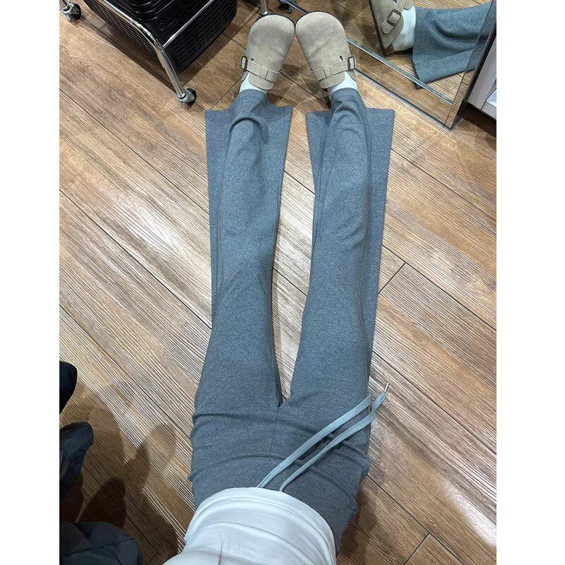 灰色微喇叭裤女春夏秋2026新款高腰显瘦垂感小个子lulu休闲运动裤