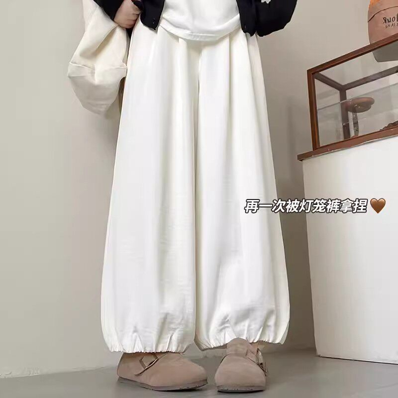 白色裤子女2026夏新款宽松bf慵懒风直筒裤春季休闲速干阔腿灯笼裤
