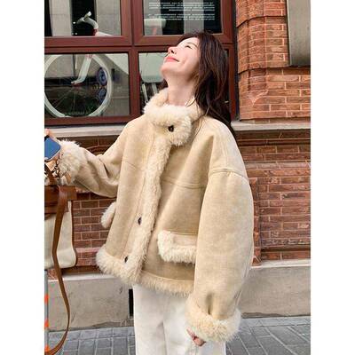 韩羊VXE皮式小香厚女装冬季202OFF新款好5看短超草一体毛衣