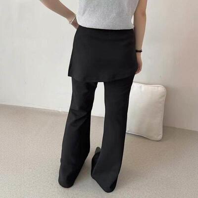 高假两件帘喇微叭裤女胯系腰20屁25春季新款韩叠穿EKO显瘦遮休闲W