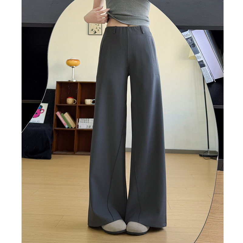 灰色西装微喇叭裤女春季2026新款小个子马蹄裤高腰显瘦裤垂感裤子