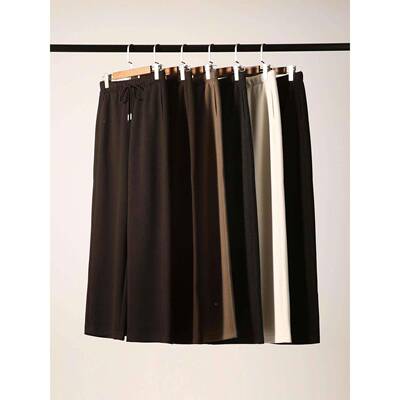 RXM绒酸版SRI醋羊绒加桑蚕丝闲系裤 休秋冬 带松紧显腰瘦直筒裤女