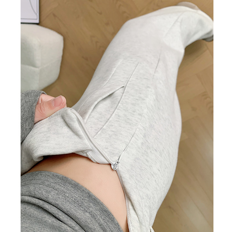 灰色微喇卫裤女款2026春季新款阔腿运动裤小个子慵懒高腰休闲裤子