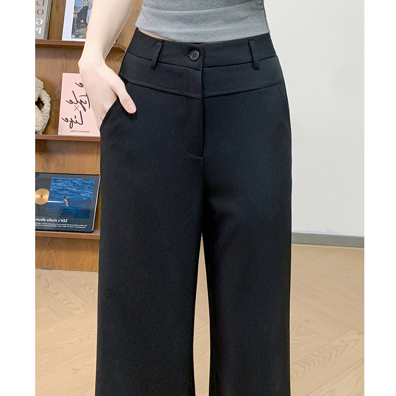 黑色直筒西装裤女夏季2026新款小个子宽松休闲裤慵懒风垂感阔腿裤