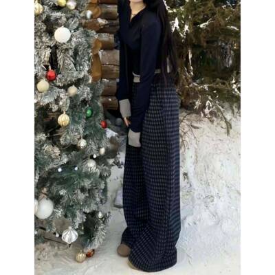 女覆古格U大纹加裤季子25冬新m款码胖m宽松显瘦慵GXI懒风垂绒EK感