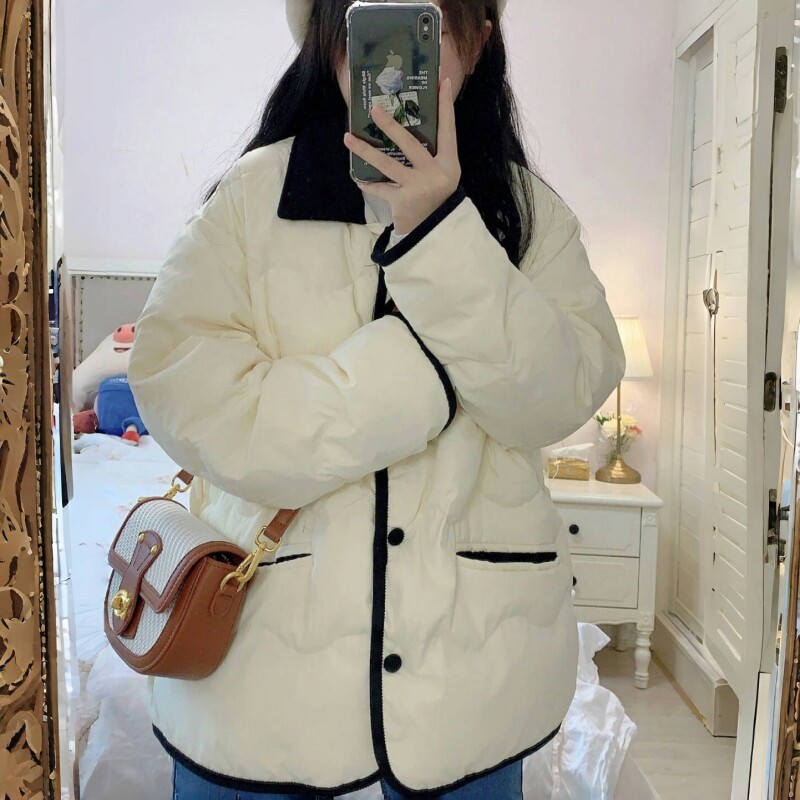 2025年新款羽绒棉服女冬中长款韩版宽松过膝棉衣小个子轻薄棉袄潮