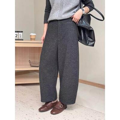 绒分奶IAO奶九女厚2子SO裤O025季新秋款小个宽松显瘦加羊直筒休闲