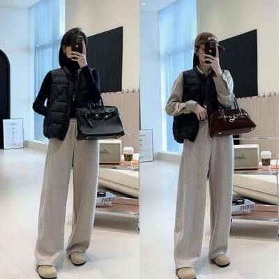 弧燕小麦RRQ奢暖体验阔/甄立选高闲端羊毛体/度小CZU子羊毛休裤女