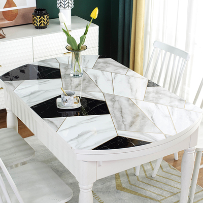 椭圆形大理石餐桌垫防烫软pvc玻璃桌布防水防油免洗桌面茶几垫子