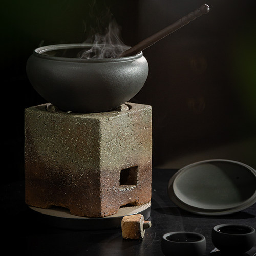 空隐手工老式炭炉煮茶炉家用室内露营围炉煮茶传统火山石陶土碳炉