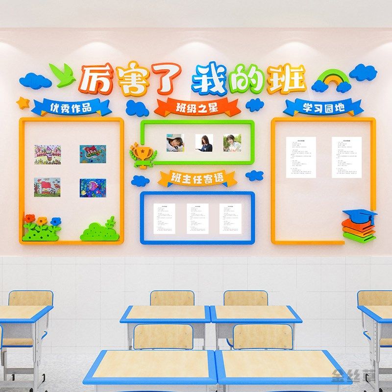 书香班级文化墙建设学习园地作品展示小学教室布置3d立体墙贴装饰