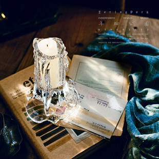 枝形 年轮公园 欧式 烛泪烛台 复古玻璃蜡烛摆件 ZORINGPARK宅造店