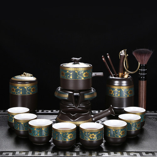 功夫茶具套装家用客厅办公室会客石磨懒人防烫自动泡茶器茶壶茶杯