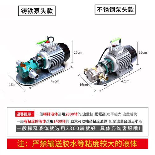 WCB齿轮油泵220V/380V 抽油泵耐高温齿轮泵小型渣油泵自吸输油泵