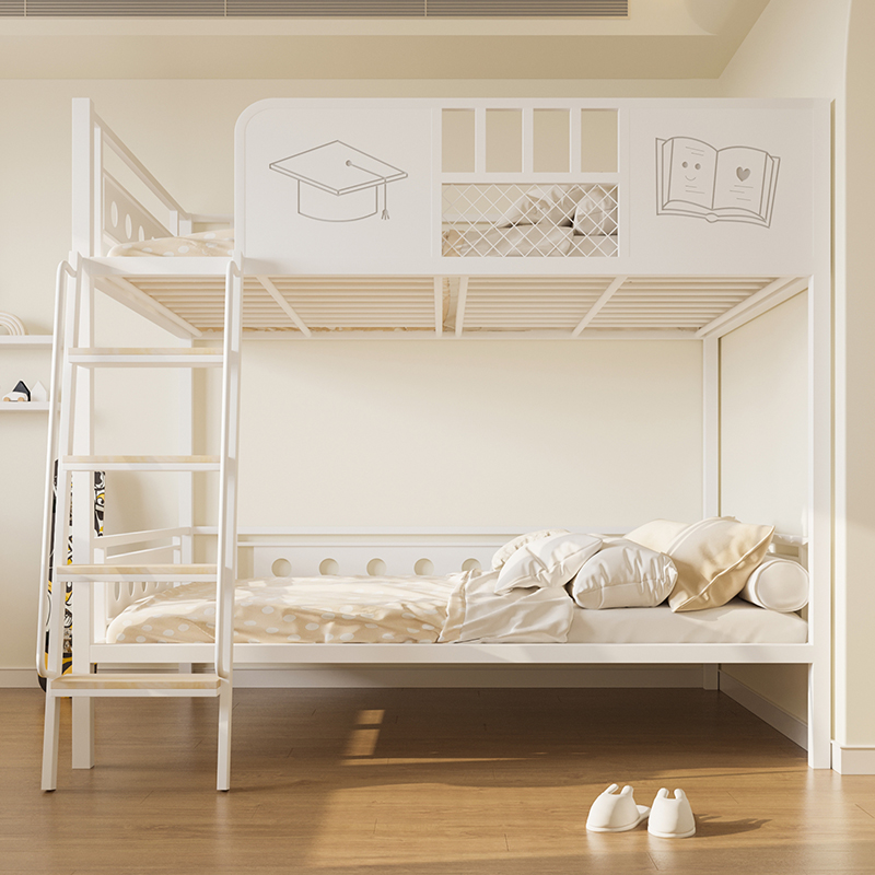 2023新款儿童床省空间高低子母铁床层铁艺高架床小户型现代简约
