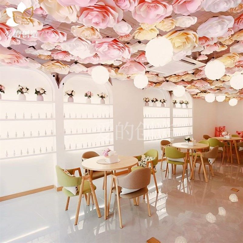 大型吊顶花装饰纸花室内手工立体纸艺花客厅宴会厅活动场景布置