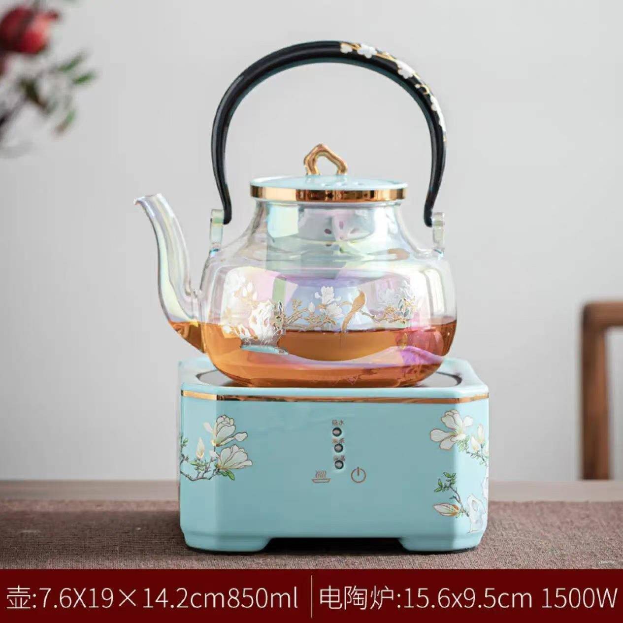 兴德堂电陶炉煮茶器陶瓷网红自动茶具茶壶茶烧水玻璃蒸茶金银烧壶