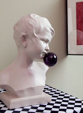 吹粉泡泡小男孩雕塑法式客厅电视柜书柜艺术装饰摆件橱窗人物装置