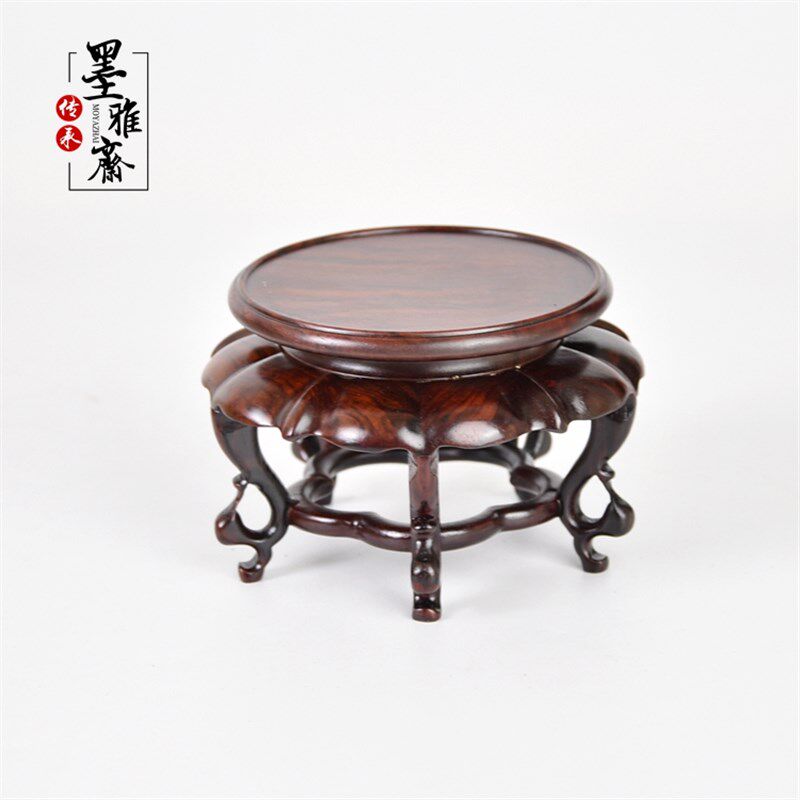 红木文玩工艺品木雕底座红酸枝微型小盆景木花几小花架实木花瓶托
