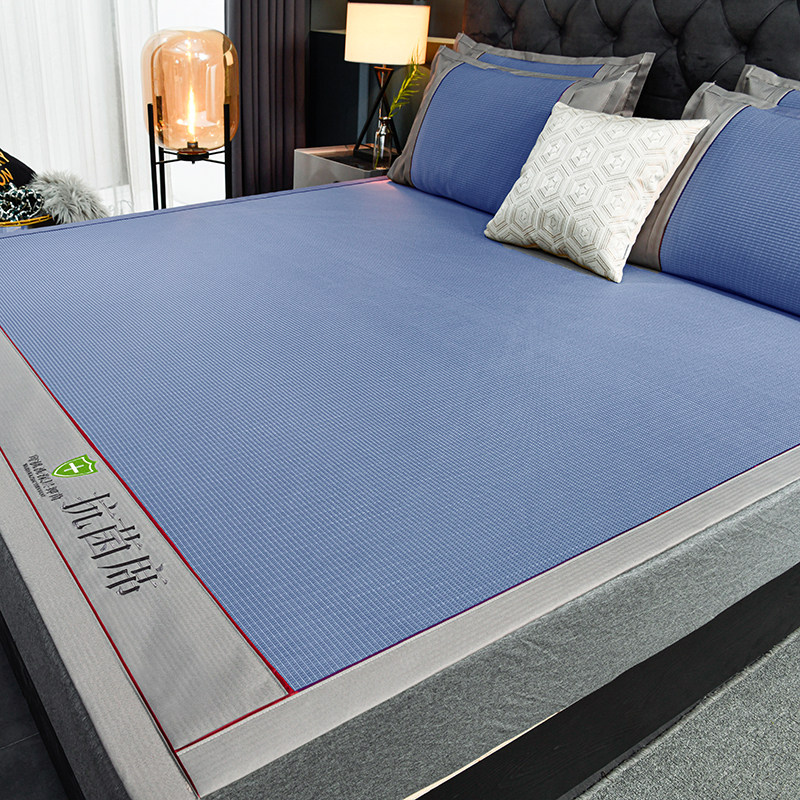 夏季提花冰丝席三件套凉席冰藤席可水洗空调软席子宿舍家用单双人